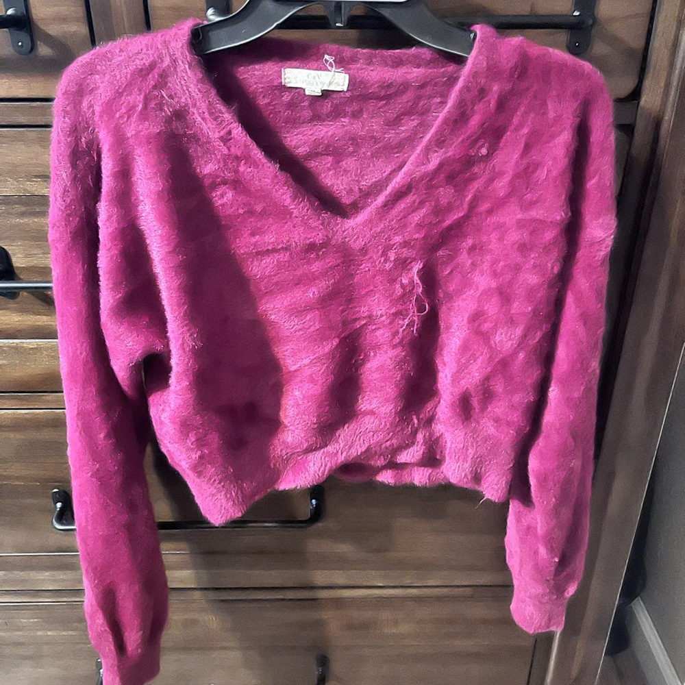 Women's Fuzzy Pink Sweater
